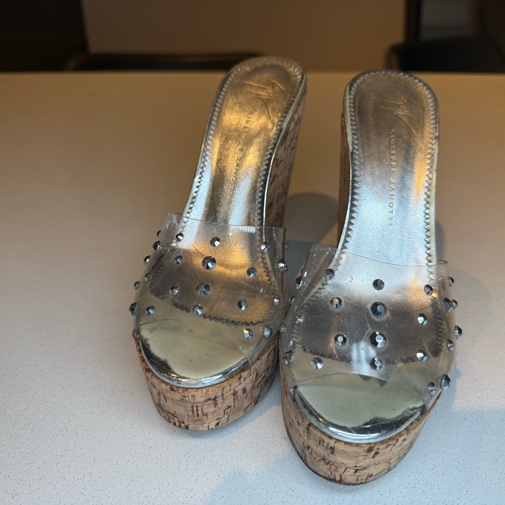 Giuseppe Zanotti Silver Studded Mules